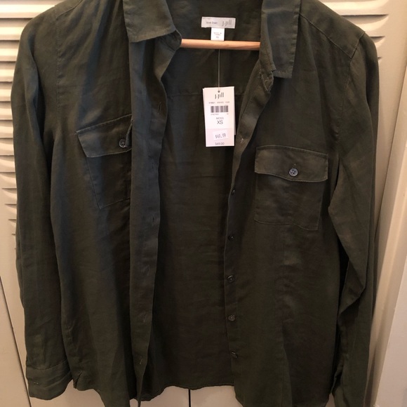 J. Jill Linen Olive Button Down - Picture 2 of 3